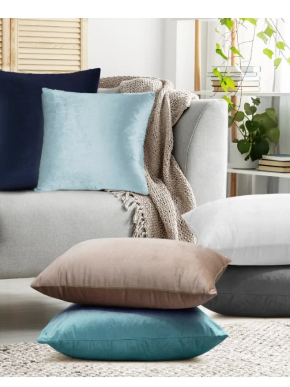 Nestl velvet luxury throw pillow covers Zipped 12X20 2pk Ocean Blue Rectangle